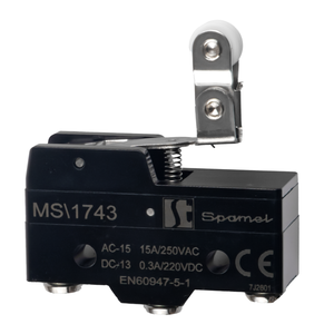 MS\1743 Miniature switch rectangular lever with roller - Снимка на изделието